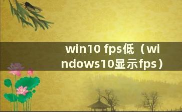 win10 fps低（windows10显示fps）